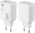 LEOTEC CARGADOR 65W GAN ULTRA SLIM 2 USB C PD+1 USB A BLANCO (APPLE Y SAMSUNG)