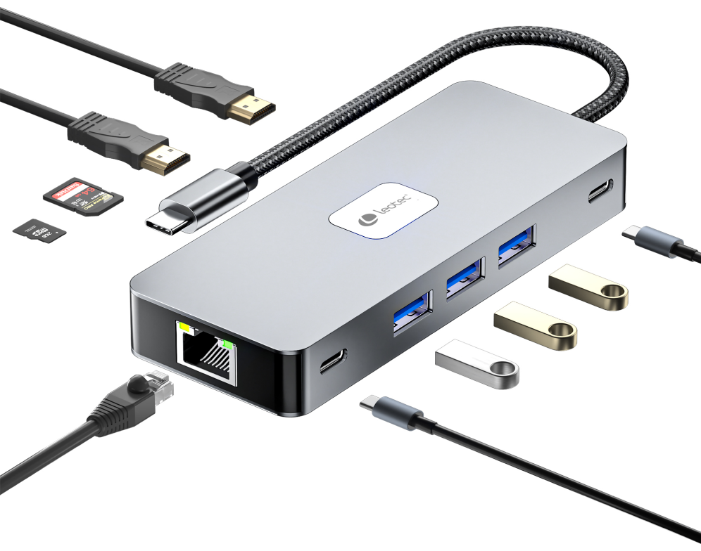 LEOTEC DOCKING STATION 10-1 1USB-C PD100 3USB3.0 1USB-C 2HDMI GGL LEC TJSD MCSD - detalle