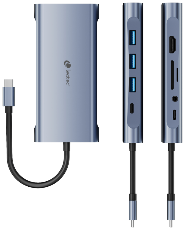 LEOTEC DOCKING STATION 11-1 1USB-C PD100 3USB3.0 1USB-C 1 HDMI 1VGA 1TJSD MCSD - detalle