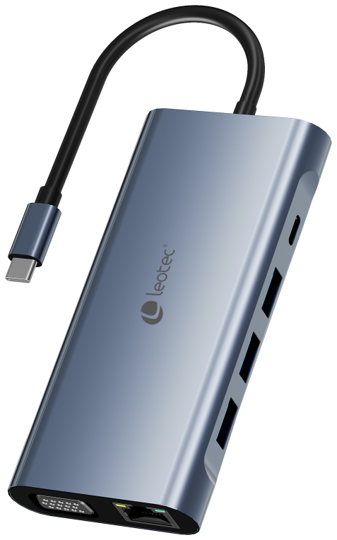 LEOTEC DOCKING STATION 11-1 1USB-C PD100 3USB3.0 1USB-C 1 HDMI 1VGA 1TJSD MCSD - detalle