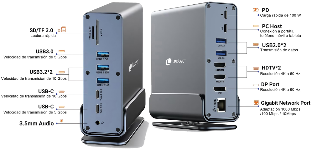 LEOTEC DOCKING STATION 15-1 - detalle