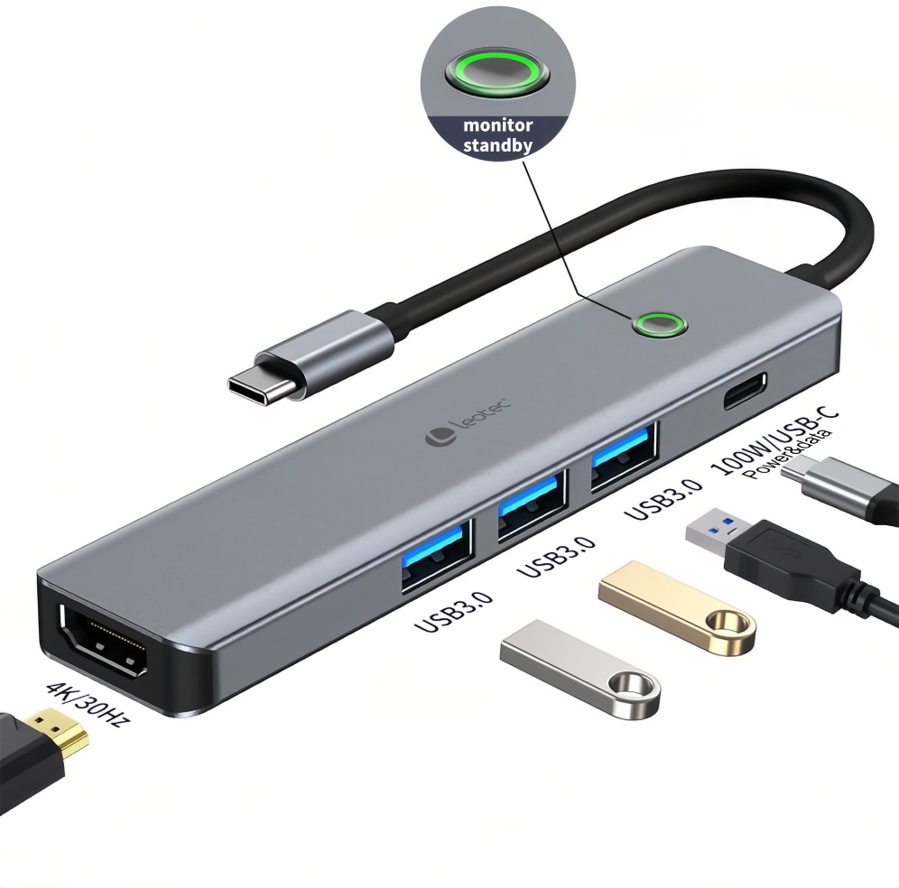 LEOTEC DOCKING STATION 6-1 1USB-C PD100 POWER&DATOS 3USB3.0 1HDMI 4K 30HZ - detalle