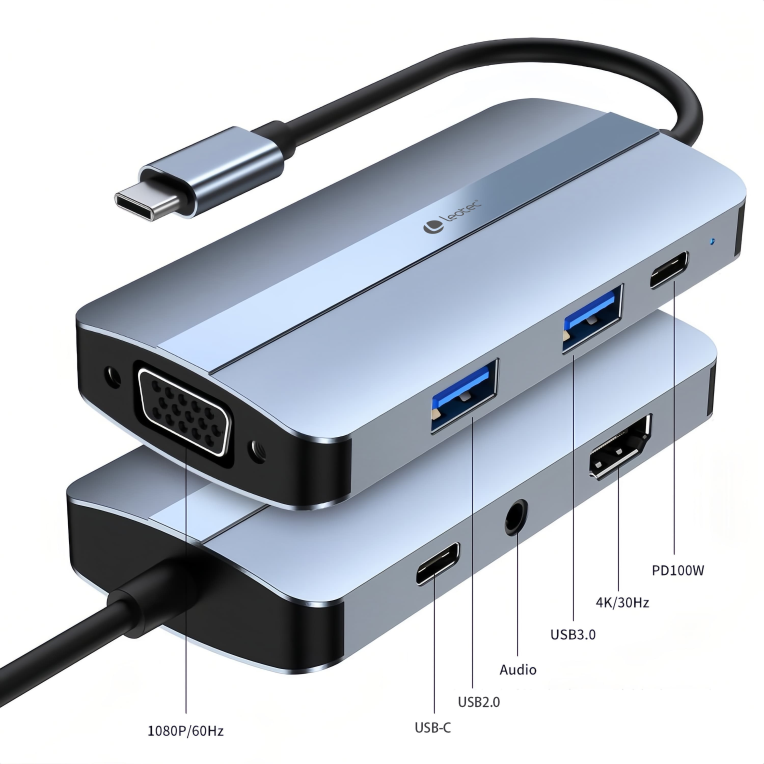 LEOTEC DOCKING STATION 7-1 1USB-C PD100 1USB3.0 1USB-C 1USB2.0 1HDMI - detalle