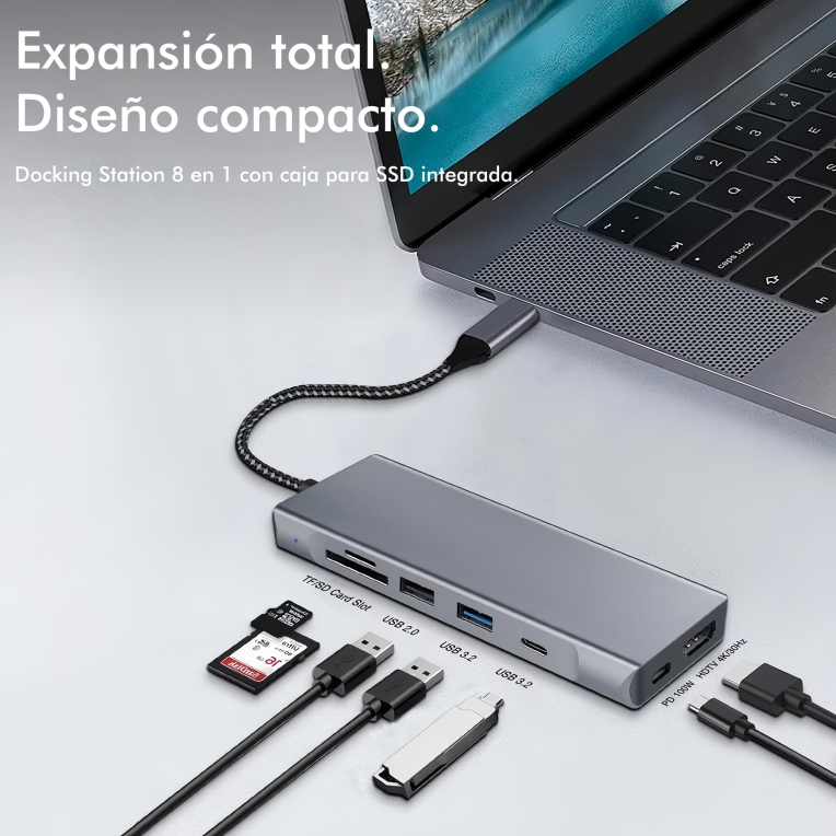 LEOTEC DOCKING STATION 8-1 CON CAJA EXTERNA SSD M2 - detalle
