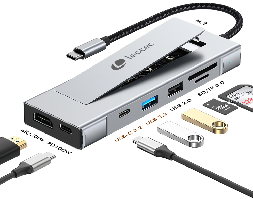LEOTEC DOCKING STATION 8-1 CON CAJA EXTERNA SSD M2 - detalle