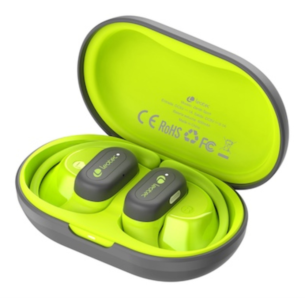 LEOTEC EARPHONES OPEN AIR ZENITH SPORT GRIS-LIMA - detalle