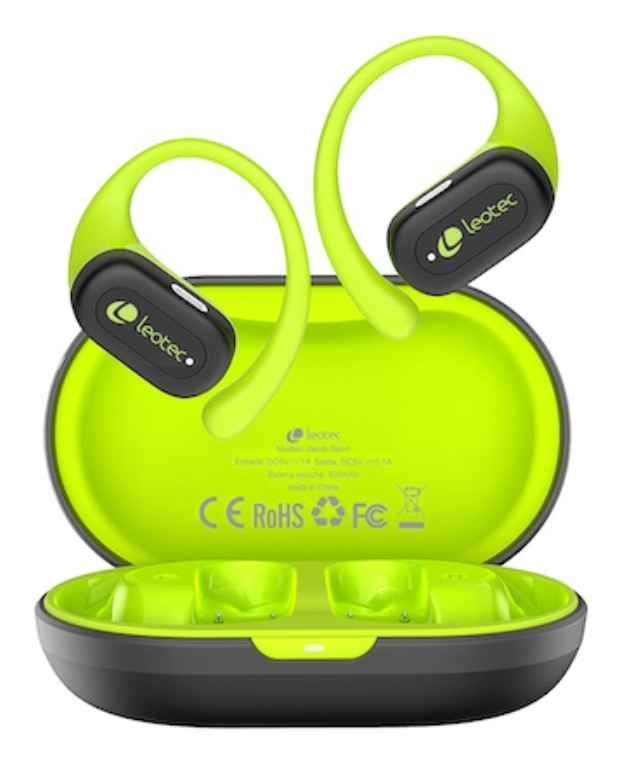 LEOTEC EARPHONES OPEN AIR ZENITH SPORT GRIS-LIMA - detalle