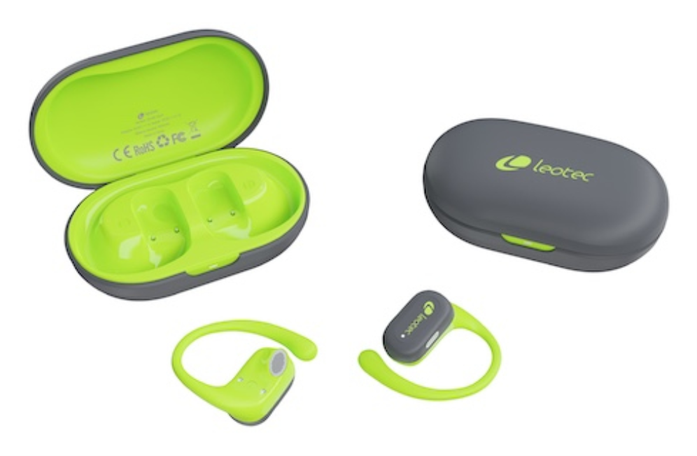 LEOTEC EARPHONES OPEN AIR ZENITH SPORT GRIS-LIMA - detalle