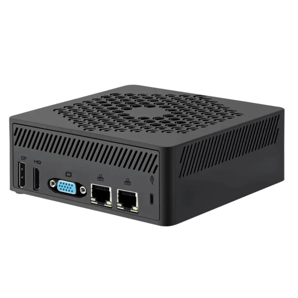 Mini PC Leotec LEMPC18 cubo negro con Intel N150, 16 GB DDR4, 256 GB SSD y Windows 11 Pro preinstalado.