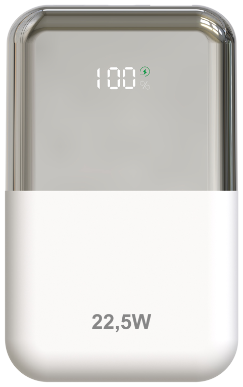 LEOTEC POWERBANK 10000MAH 22,5W PD20W CARGA RAPIDA BLANCO/PLATA 1USB-C+1 USB-A INCLUYE CABLE USB-A A - detalle