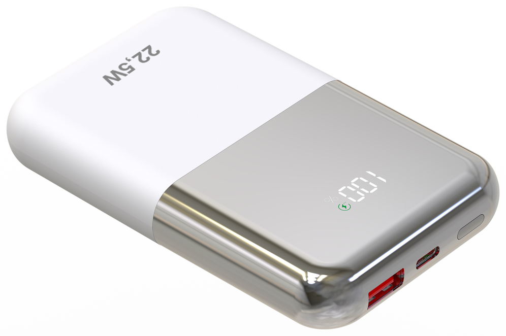 LEOTEC POWERBANK 10000MAH 22,5W PD20W CARGA RAPIDA BLANCO/PLATA 1USB-C+1 USB-A INCLUYE CABLE USB-A A