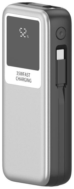 LEOTEC POWERBANK 10000MAH 35W FAST CHRG PLATA 1USB-C+1 CAB RETRACTIL USB-C +1 CAB RETRACTIL LIGHT - detalle
