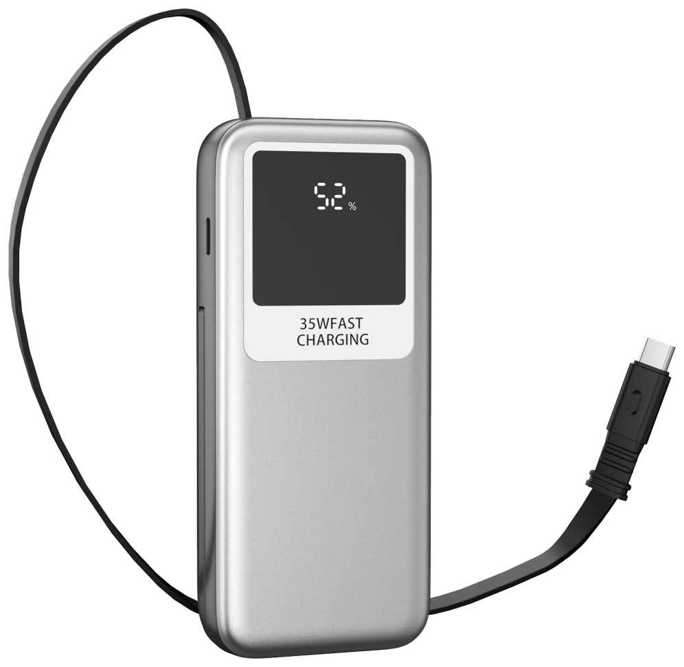 LEOTEC POWERBANK 10000MAH 35W FAST CHRG PLATA 1USB-C+1 CAB RETRACTIL USB-C +1 CAB RETRACTIL LIGHT - detalle