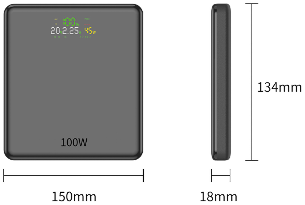 LEOTEC POWERBANK 20000MAH 100W FAST CHRG GRIS 2USB-C+2 USB-A INC CAB USB-C A USB-C65W - detalle