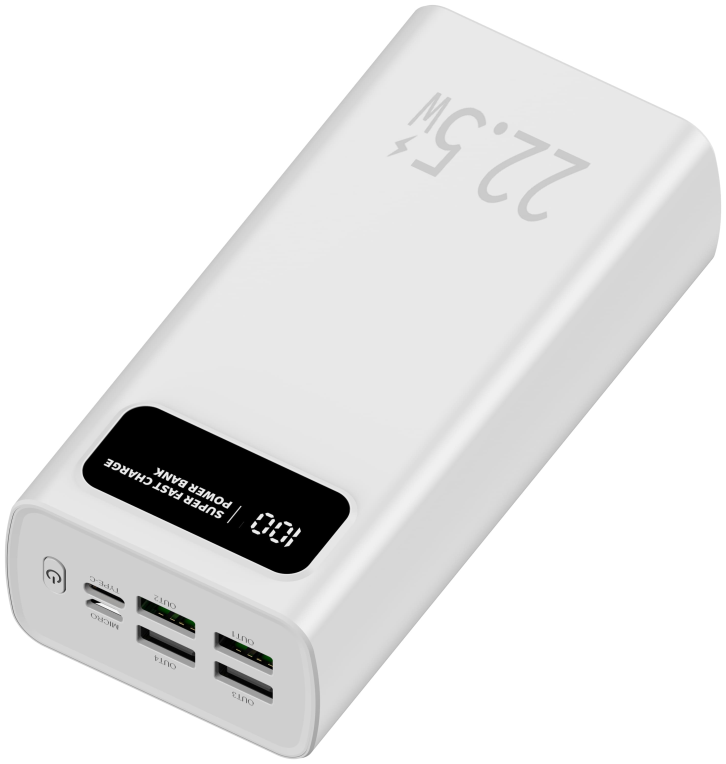 LEOTEC POWERBANK 30000MAH 22,5W PD20W BLAN (1 USB-C+4USB-A INC USB-A A USB-C) - detalle