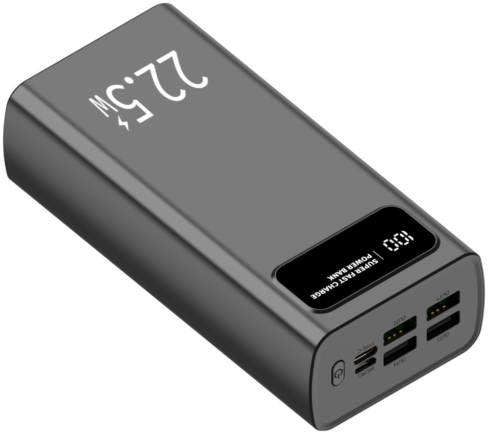 LEOTEC POWERBANK 30000MAH 22,5W PD20W NEG (1 USB-C+4USB-A INC USB-A A USB-C) - detalle