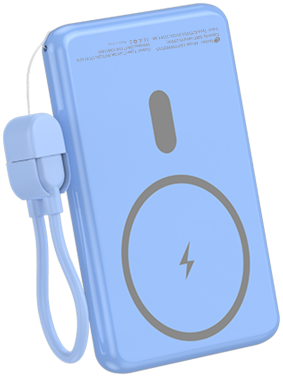 LEOTEC POWERBANK 5000MAH 20W FAST CHRG AZUL 1USB-C+WIRELESS INC LAN CAB USB-C A USB-C 65W - detalle