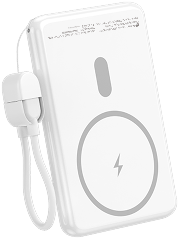 LEOTEC POWERBANK 5000MAH 20W FAST CHRG BLANCO 1USB-C+WIRELESS INC LAN CAB USB-C A USB-C 65W - detalle