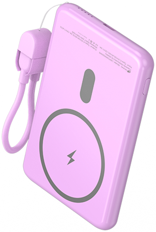LEOTEC POWERBANK 5000MAH 20W FAST CHRG PURPURA 1USB-C+WIRELESS INC LAN CAB USB-C A USB-C 65W - detalle