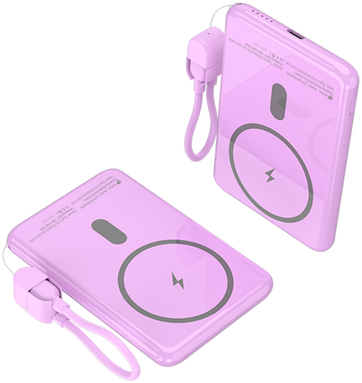 LEOTEC POWERBANK 5000MAH 20W FAST CHRG PURPURA 1USB-C+WIRELESS INC LAN CAB USB-C A USB-C 65W - detalle