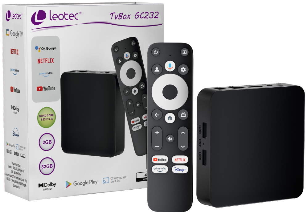 LEOTEC TVBOX GC232 GOOGLE Y NETFLIX CERTIFIED - detalle