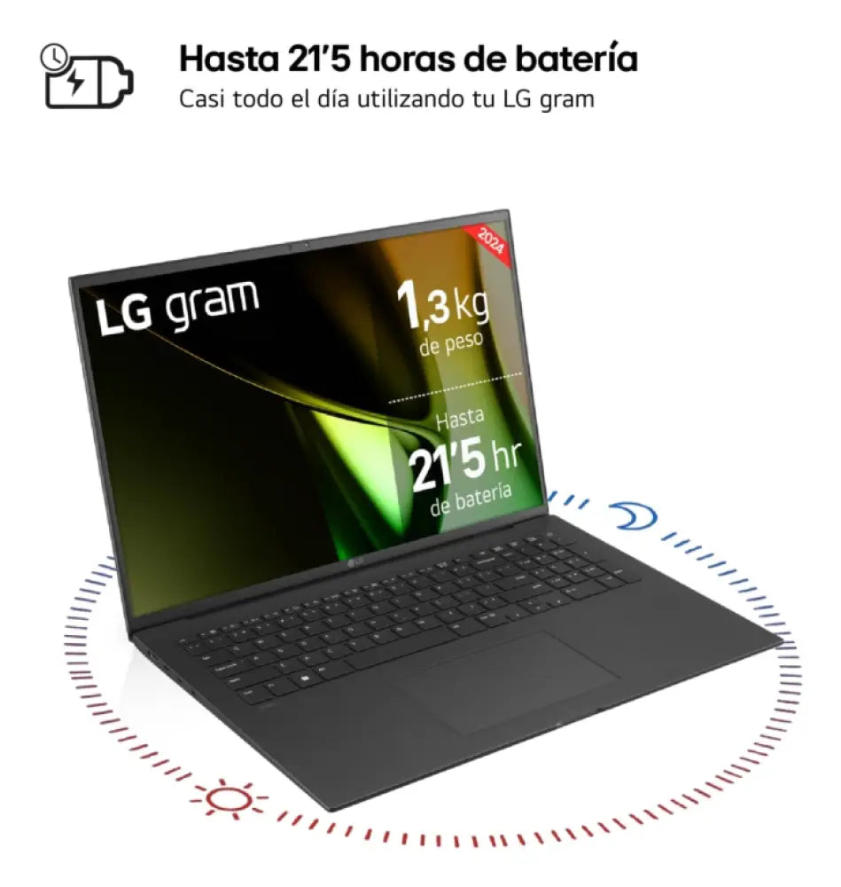 LG Gram 17Z90S Intel Core Ultra 7 155H Portátil 43.2 cm (17") WQXGA 16 GB LPDDR5-SDRAM 512 GB SSD Wi-Fi 6E (802.11ax) Windows 11 Home Español Negro - detalle