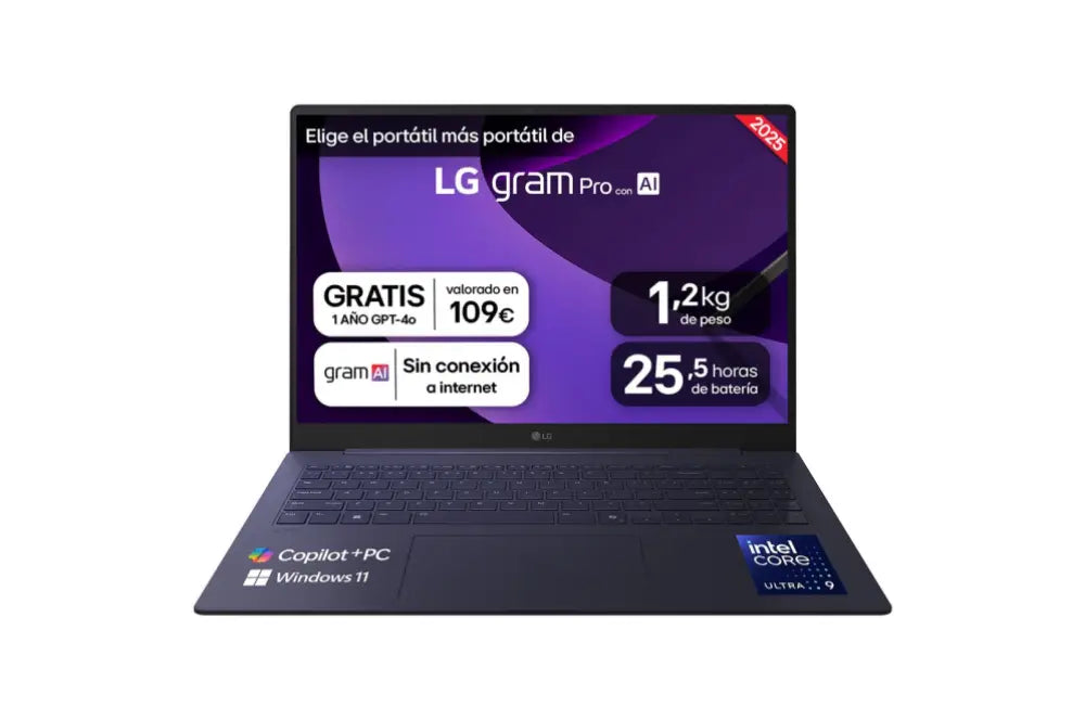 LG Gram Pro 16Z90TS-G.AU99B ordenador portatil Copilot+ PC Intel Core Ultra 9 288V Portátil 40.6 cm (16") 2.5K 32 GB LPD