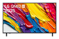 Televisor LED LG QNED AI 55QNED82A6B de 55 pulgadas en negro mostrando pantalla 4K Ultra HD y diseño elegante.