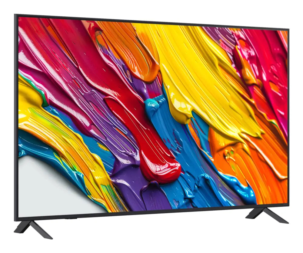 Televisor LED LG QNED AI 65QNED82A6B de 165.1 cm (65") 4K Ultra HD Smart TV en color negro, con pantalla y controles.