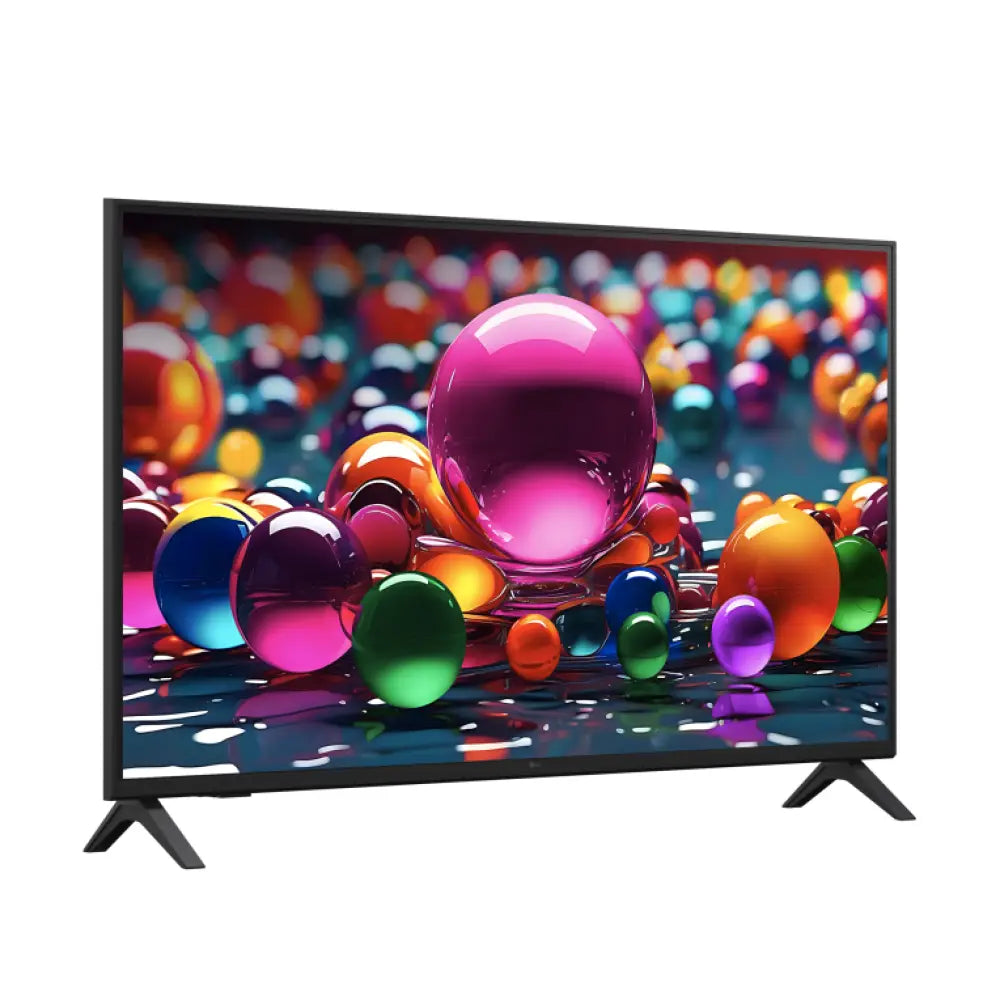 Televisor LED LG UHD AI 43UA75006LA de 43 pulgadas en color negro con pantalla 4K Ultra HD y funciones inteligentes, conectado a wifi.