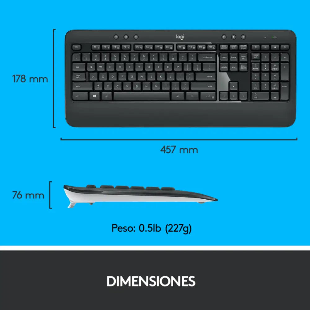 Logitech 920-008680 teclado Ratón incluido Universal RF inalámbrico QWERTY Español Negro. Blanco - detalle