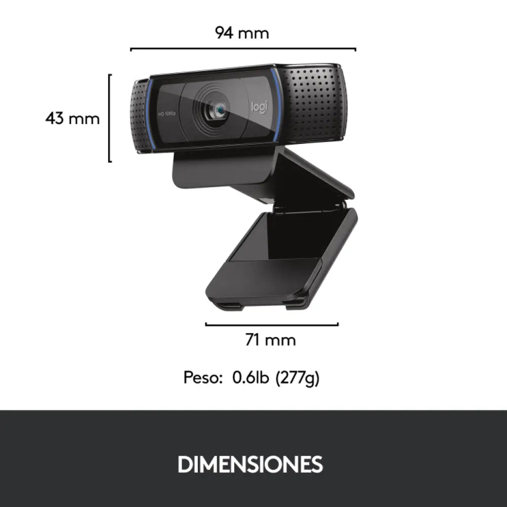 Logitech 960-001055 cámara web 3 MP 1920 x 1080 Pixeles USB Negro - detalle