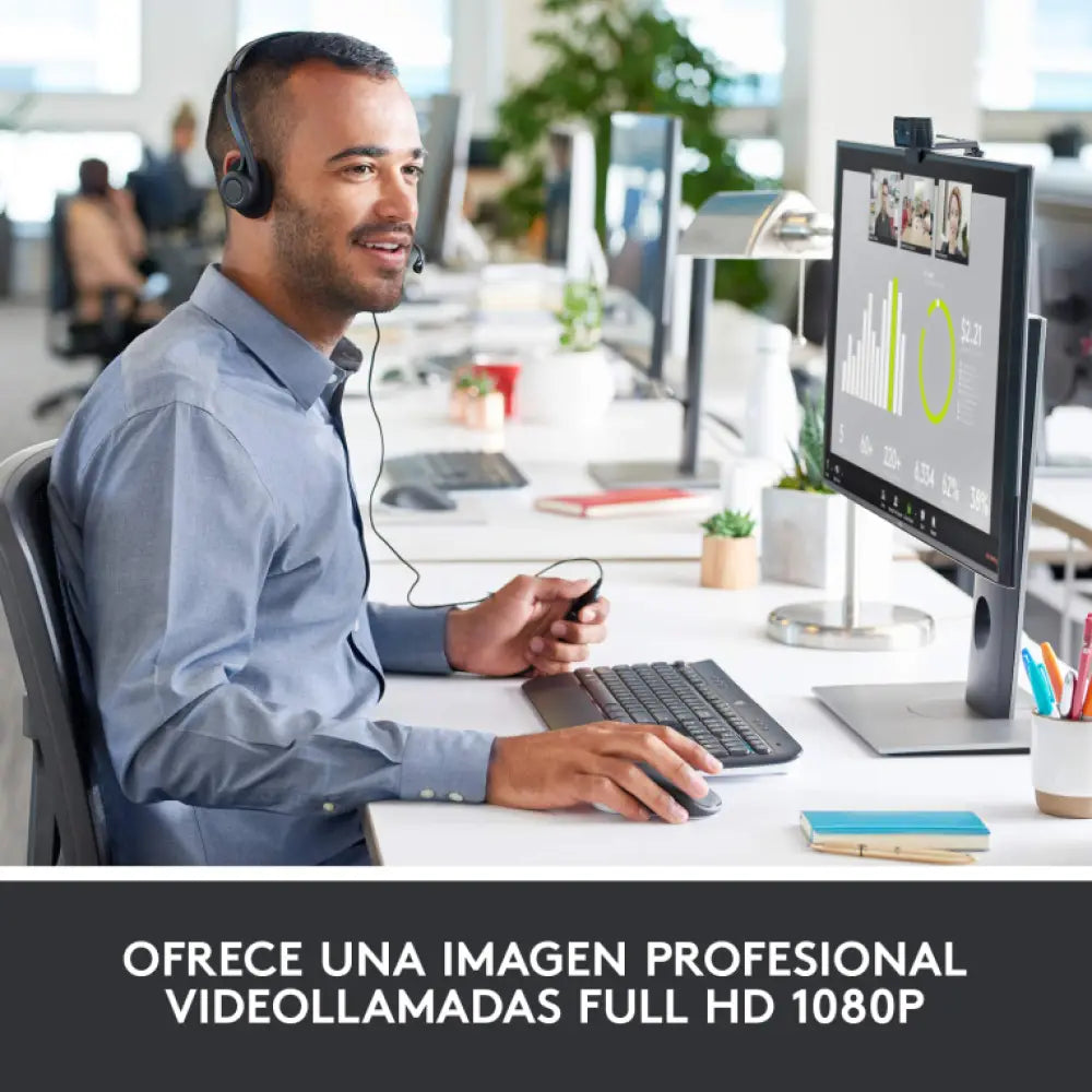 Logitech 960-001055 cámara web 3 MP 1920 x 1080 Pixeles USB Negro - detalle