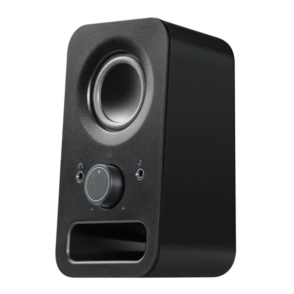 Altavoces Logitech 2.0 Z150 en color negro, con diseño compacto y controles fáciles para audio claro y potente.