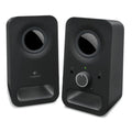 Altavoces Logitech 2.0 Z150 en color negro, altavoz compacto con diseño simple y controles en la parte superior.