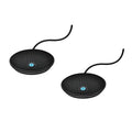 Kit de micrófonos Logitech con extensión y conector Jack 3.5 para grabación y transmisión de audio.