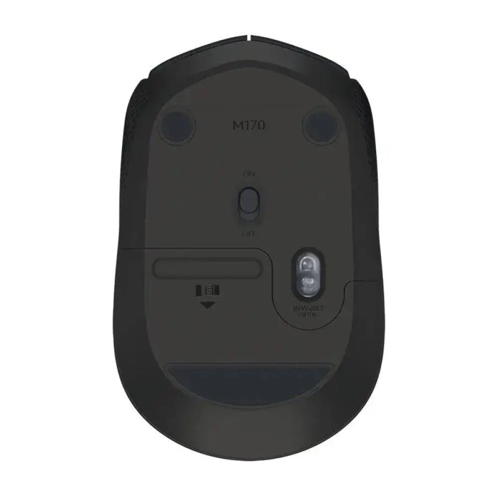 Ratón inalámbrico Logitech M170 con receptor nano y conexión 2.4G, diseñado para uso cómodo y portátil.