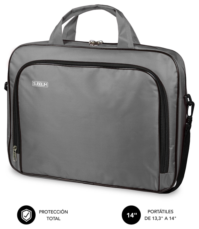 SUBBLIM Maletín Ordenador Oxford Laptop Bag 13.3"-14" Grey