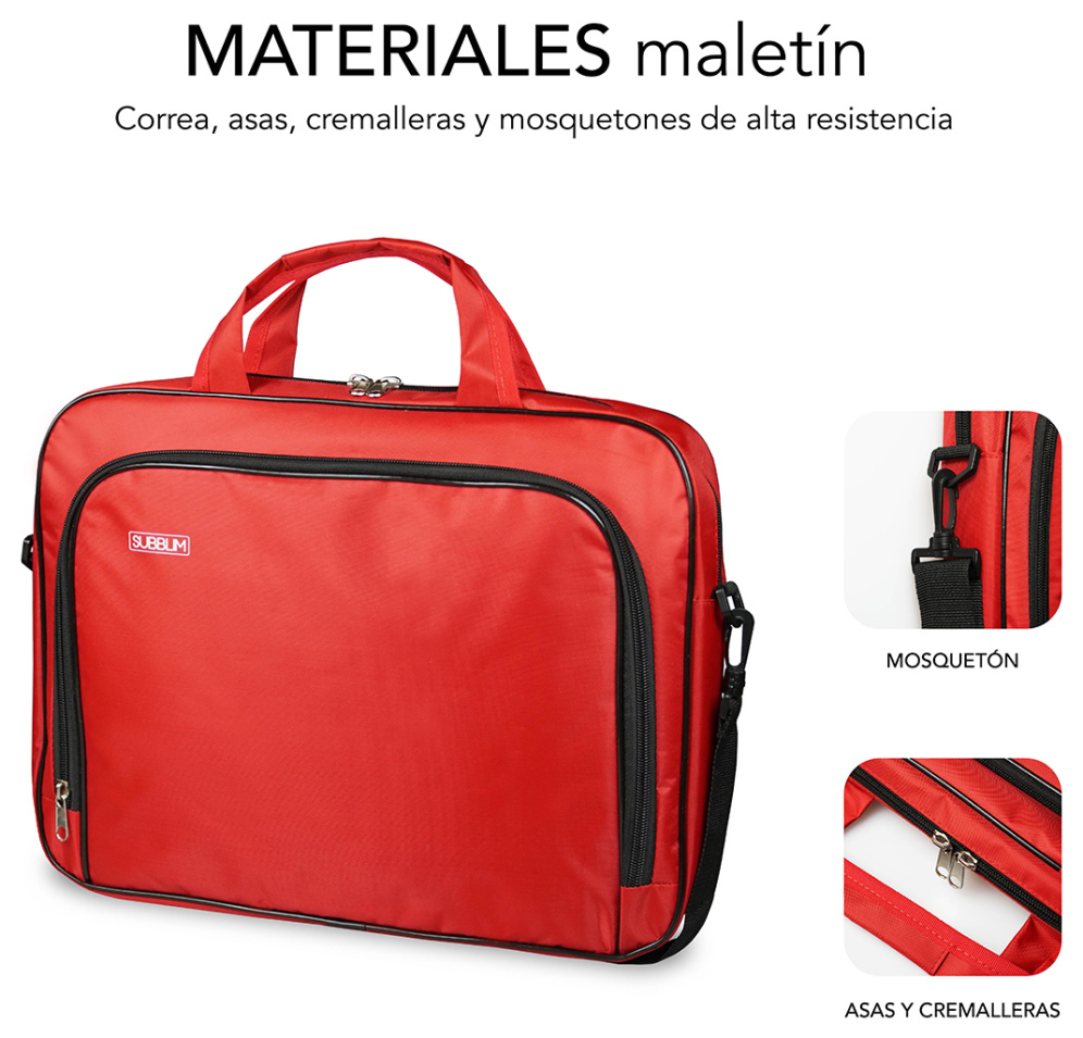 MALETIN SUBBLIM OXFORD 15,4-16" RED - detalle