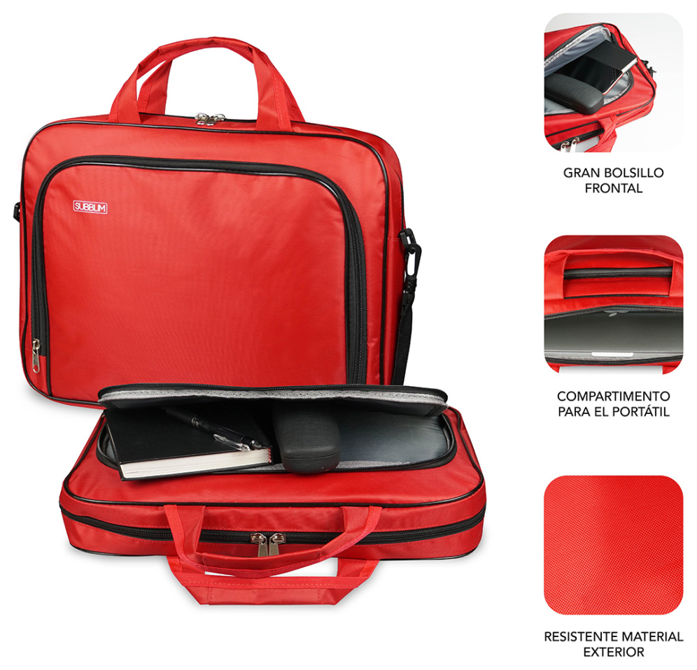 MALETIN SUBBLIM OXFORD 15,4-16" RED - detalle