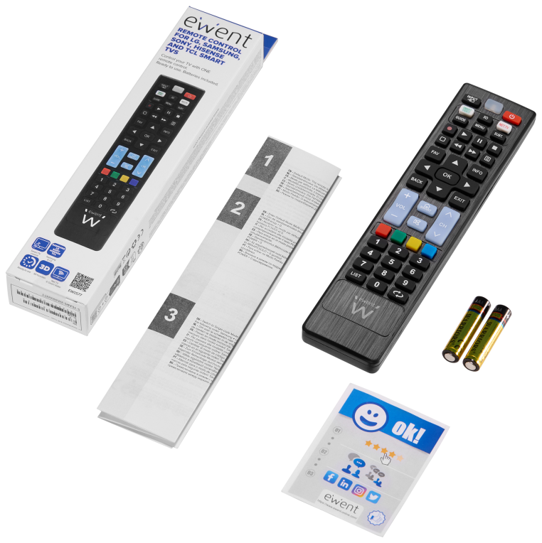 MANDO DISTANCIA UNIVERSAL EWENT EW1577 SMART TV LG SAMSUNG SONY HISENSE TCL - detalle