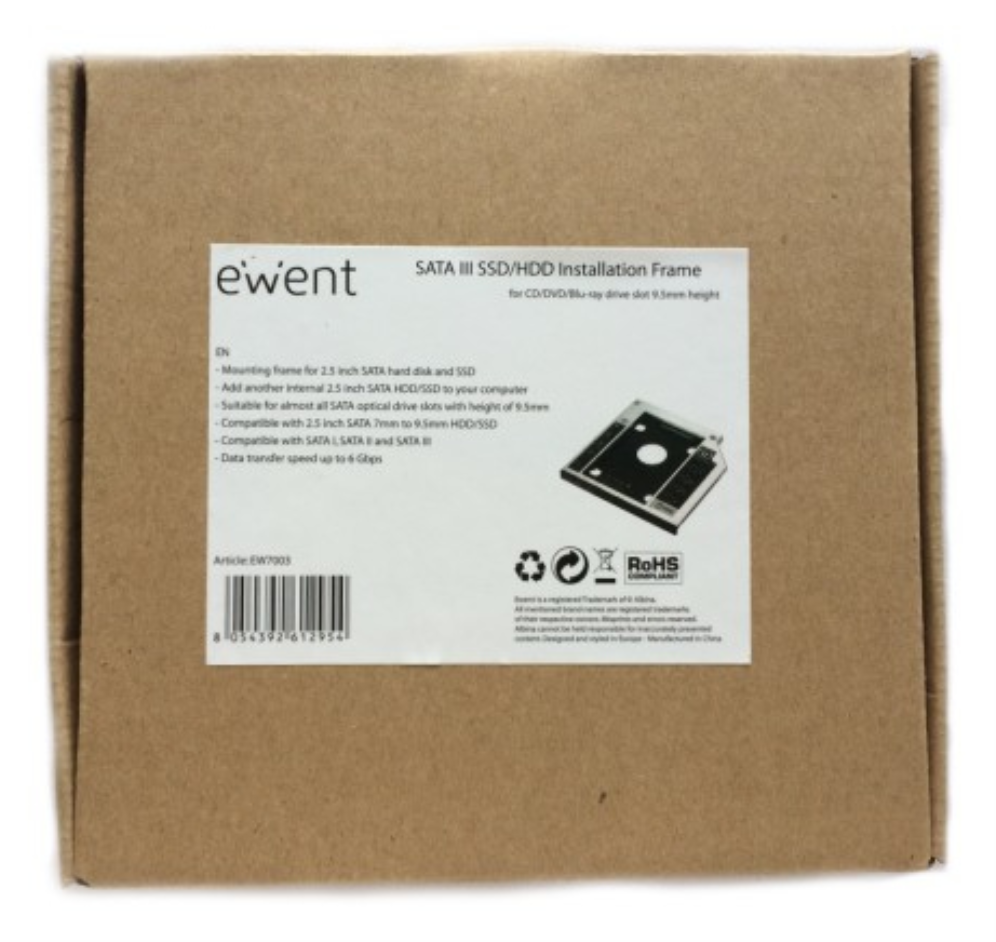 MARCO DE INSTALACION EWENT PARA SSD/HDD SATA III 9,5 MM DE ALTURA - detalle