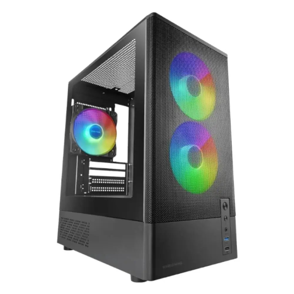Caja ATX Mars Gaming MC-ONYX ARGB negra, minitorre y microtorre con iluminación ARGB y diseño moderno.
