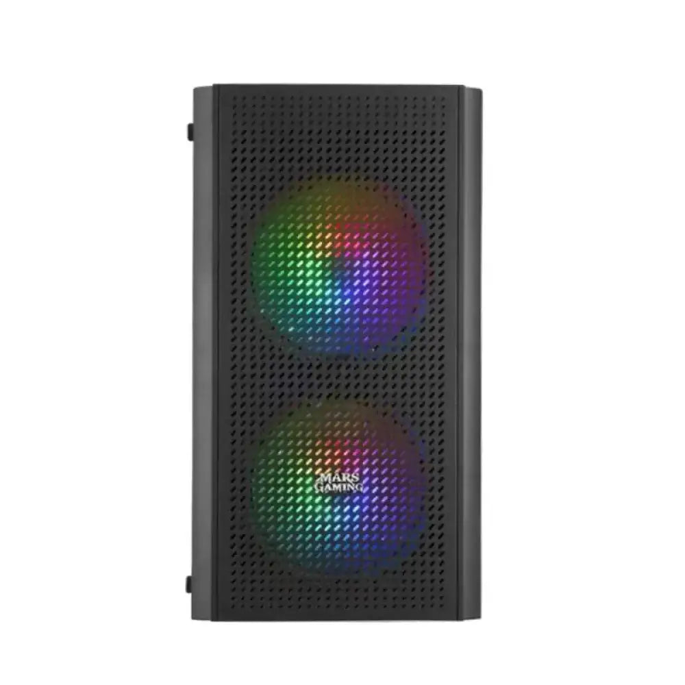 Gabinete micro-ATX Mars Gaming MC300 negro, minitorre con espacio para componentes y ventilación, diseñado para PCs gaming.