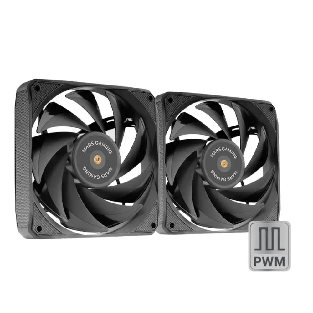 Kit de refrigeración MARS GAMING VENTIS 2EN1 de 120mm, silencioso y eficiente para enfriar componentes de PC.