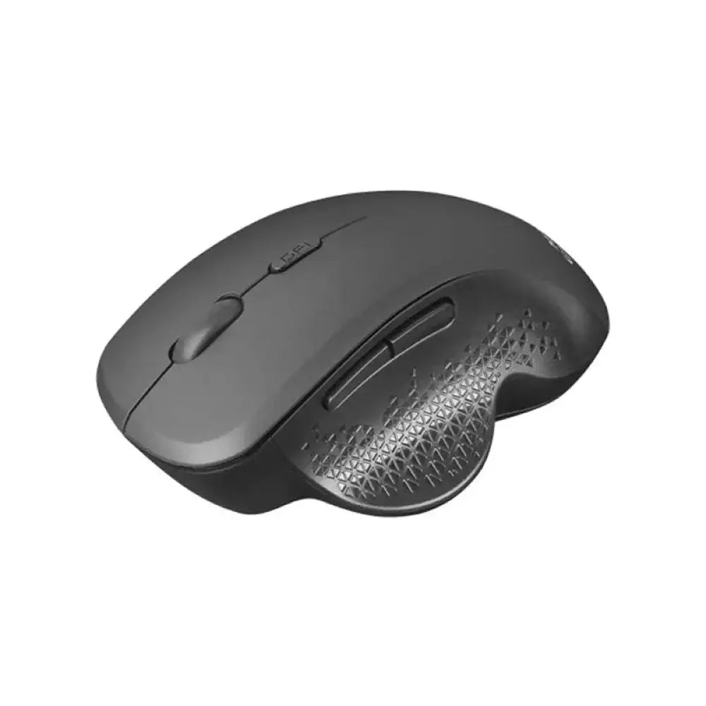 Ratón inalámbrico Mars Gaming MMWERGO con diseño ergonómico y 3.200 DPI, en color negro sobre superficie blanca.
