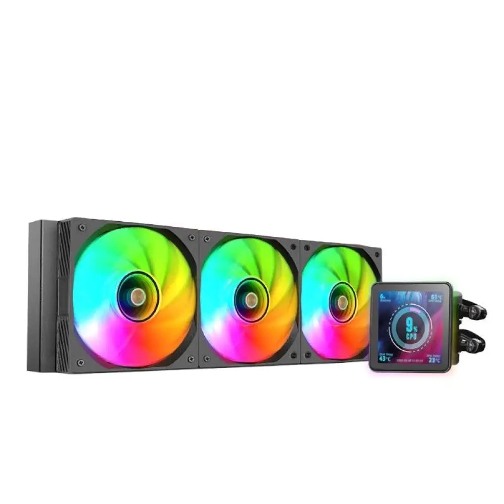 Refrigeración líquida MARS GAMING ML-VISIONPRO360 negra para PC, disipador de CPU con tubo y radiador en la imagen.