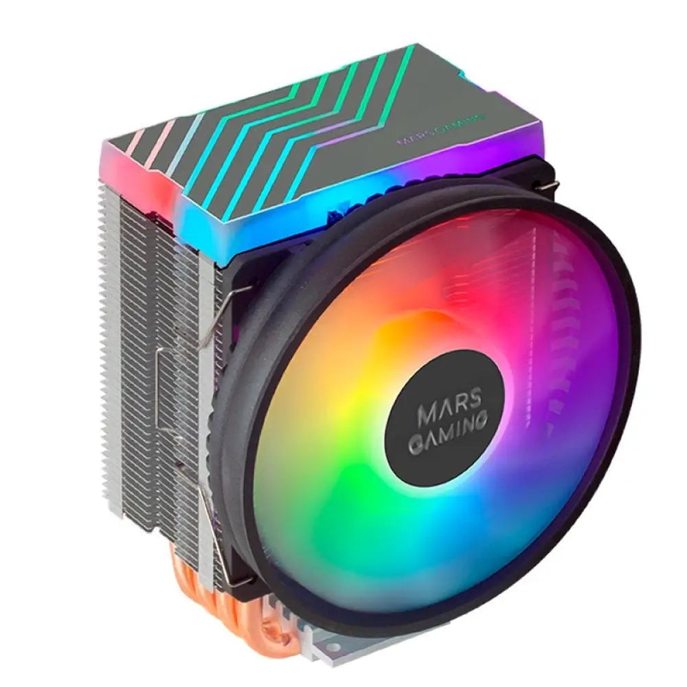 Ventilador de refrigeración MarsGaming MCPU44 dual ARGB silencioso de 160W, con diseño moderno para PC gaming.