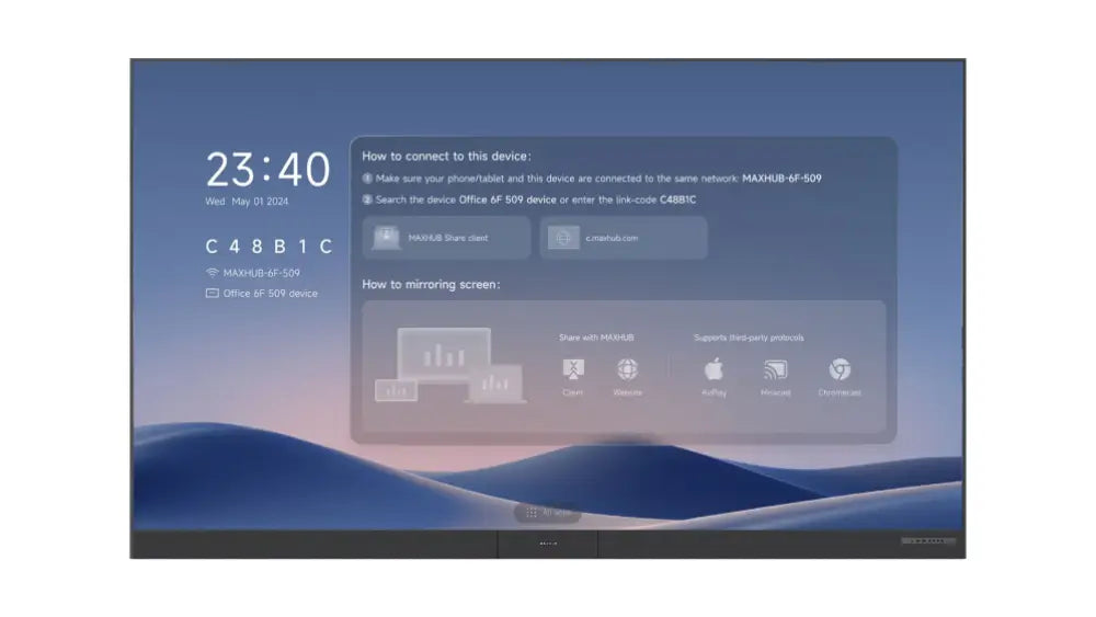 MAXHUB LX138V07 pantalla para sala de reuniones 3.51 m (138") 1920 x 1080 Pixeles LED Wi-Fi 6 (802.11ax) Negro Bluetooth