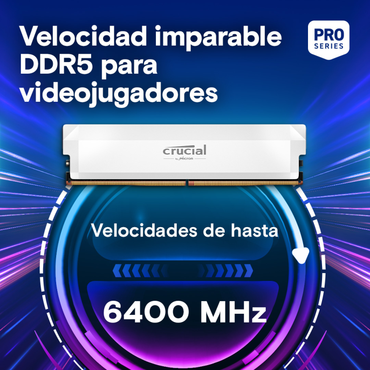 MEMORIA DDR5 CRUCIAL PRO KIT 2X32GB 6400MHZ GAMING OC BLANCO - detalle